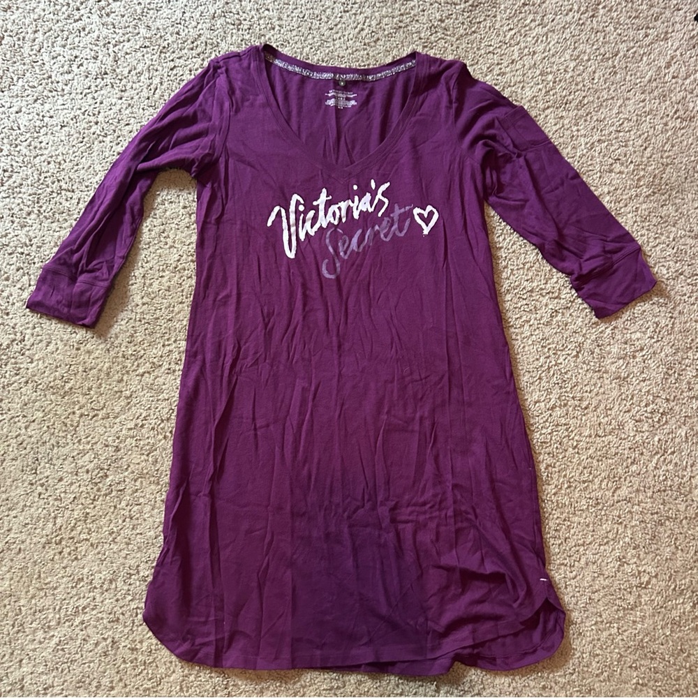 Victoria's Secret Deep Purple Long Sleeve Nightshirt Medium